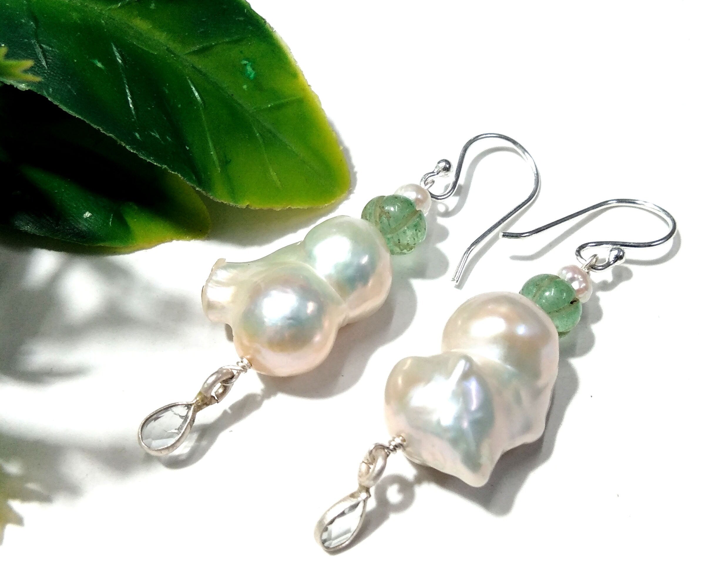 White Natural Baroque Pearl Earring, 925 Sterling Silver Earring, Elegant Pearl Gift, Fine Baroque Pearl Jewelry, Handmade Earring For Women